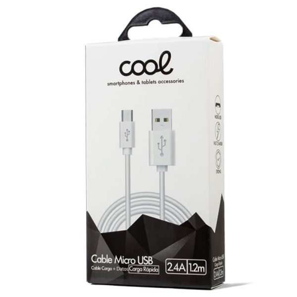 Cable Micro-Usb Compatible Universal 1.2 metros Blanco 2.4 Amp 2